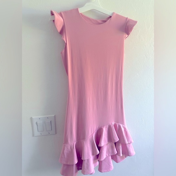 Revolve Susana Monaco Sleeveless Ruffle Hem Dress in‎ Baby Pink Sz M - Picture 5 of 11